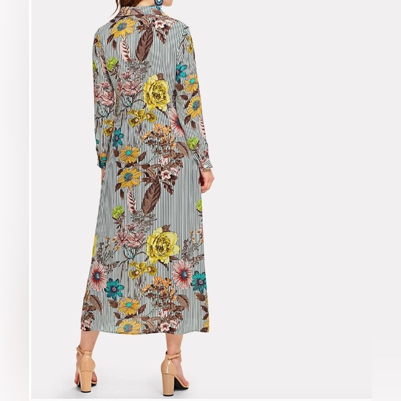 Boho Striped Floral Longline Shirt - Picture 3 of 10